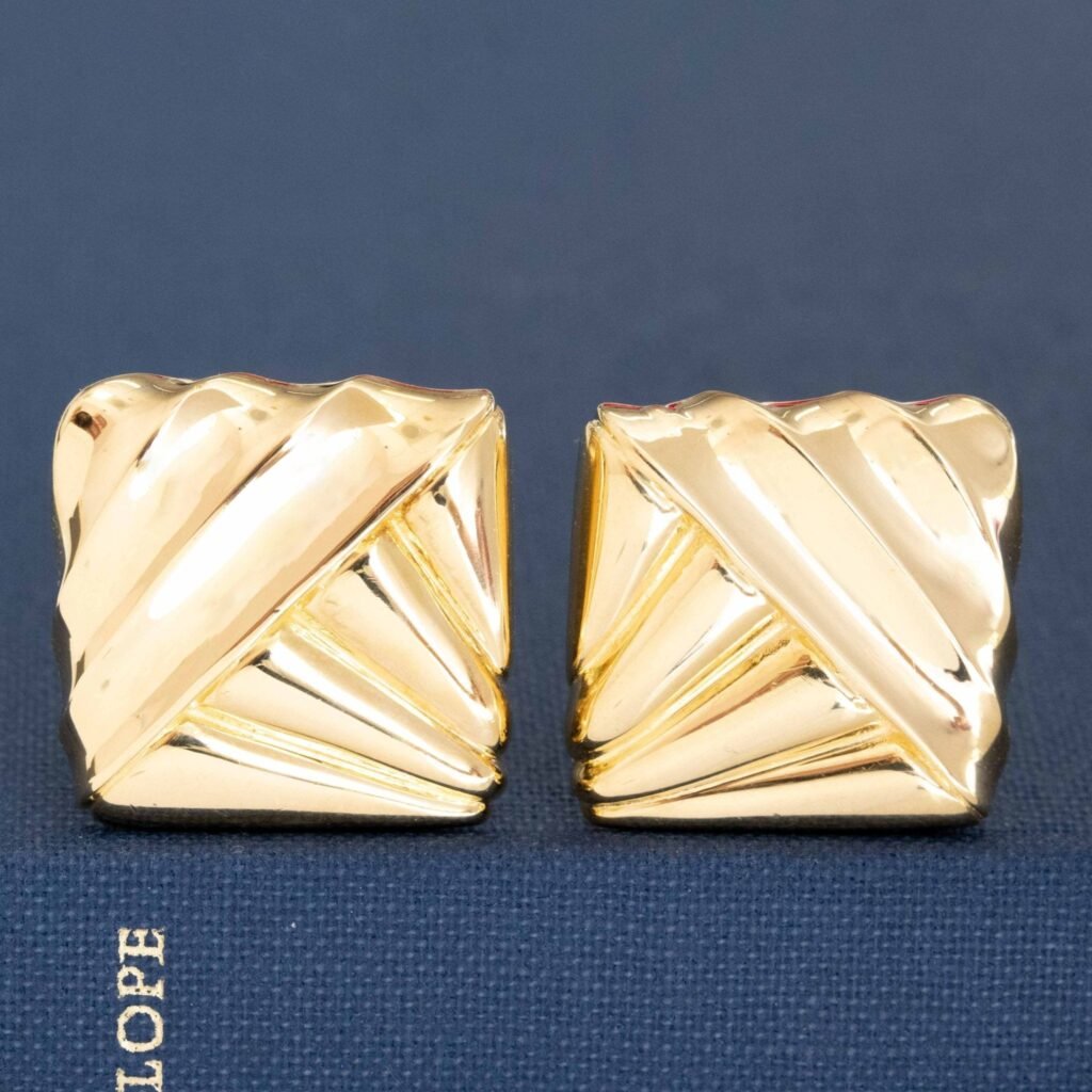 Vintage Square Clip On Earrings, by Cartier