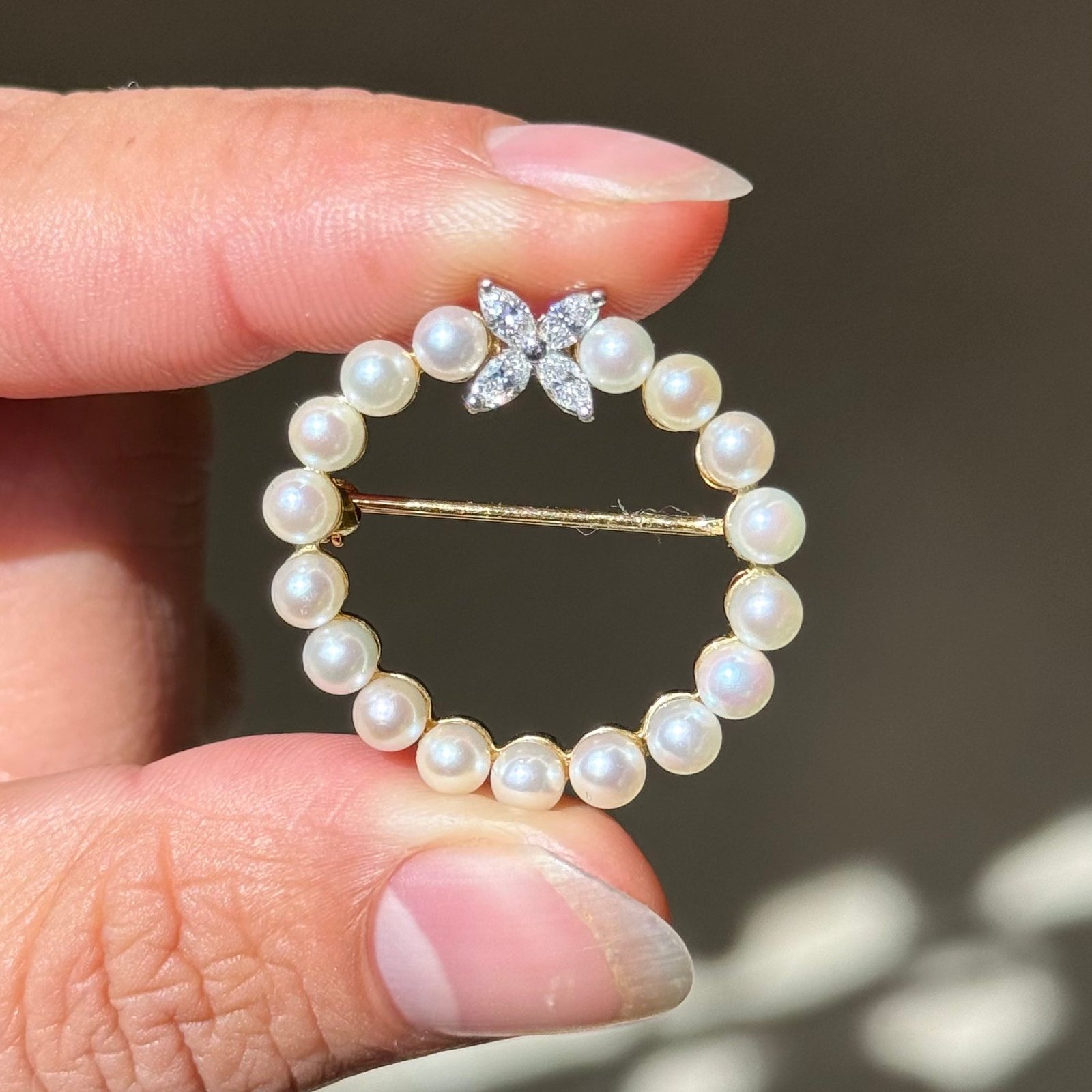 Vintage Diamond & Pearl Brooch, by Tiffany & Co. - Image 2
