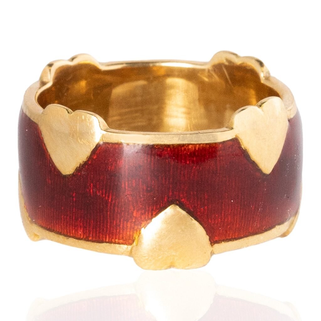 Vintage Heart Enamel Wide Band, by Schlumberger for Tiffany & Co.