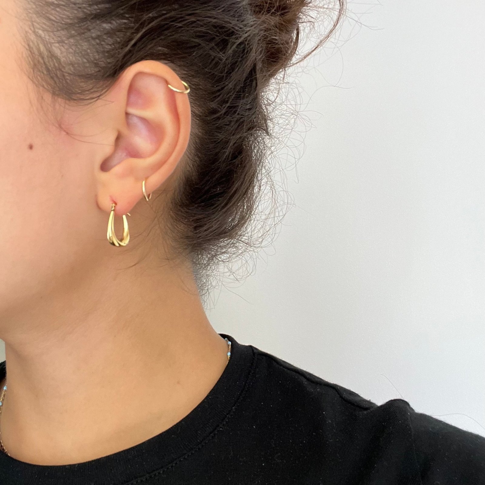 Vintage Triangular Drop Hoop Earrings - Image 2