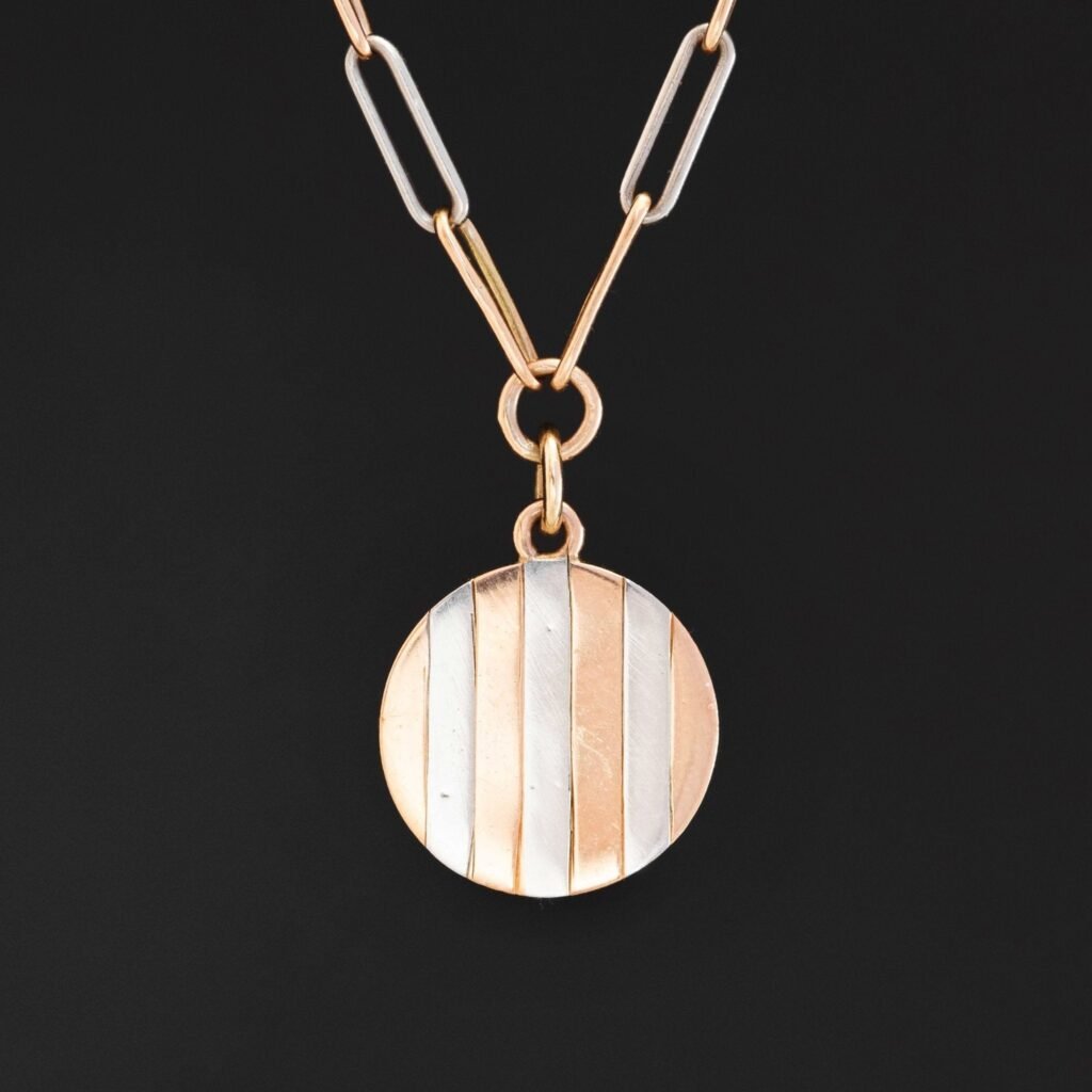 Vintage Two Tone Medallion Necklace