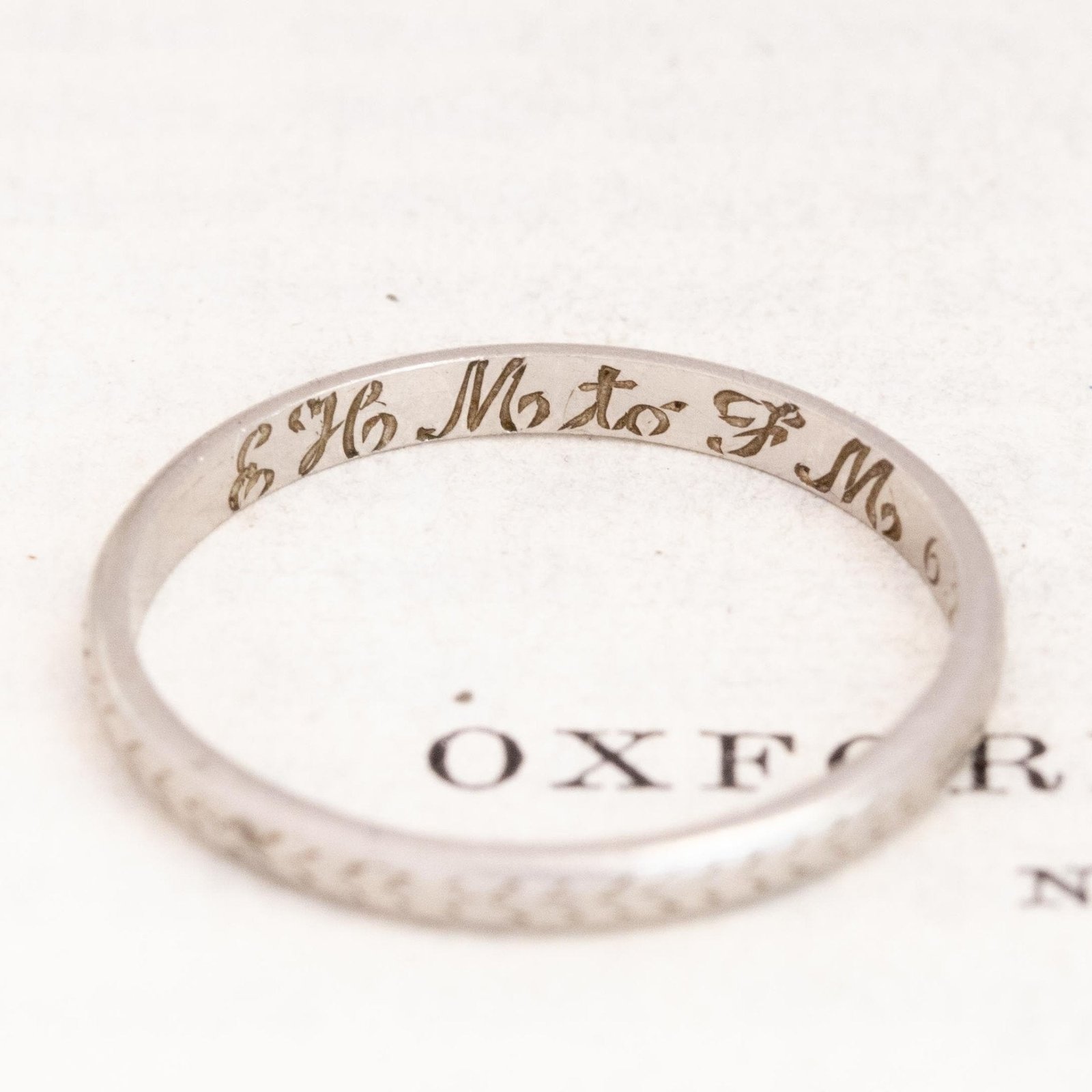 Vintage Wheat Motif Platinum Wedding Band Circa 1926 - Image 3