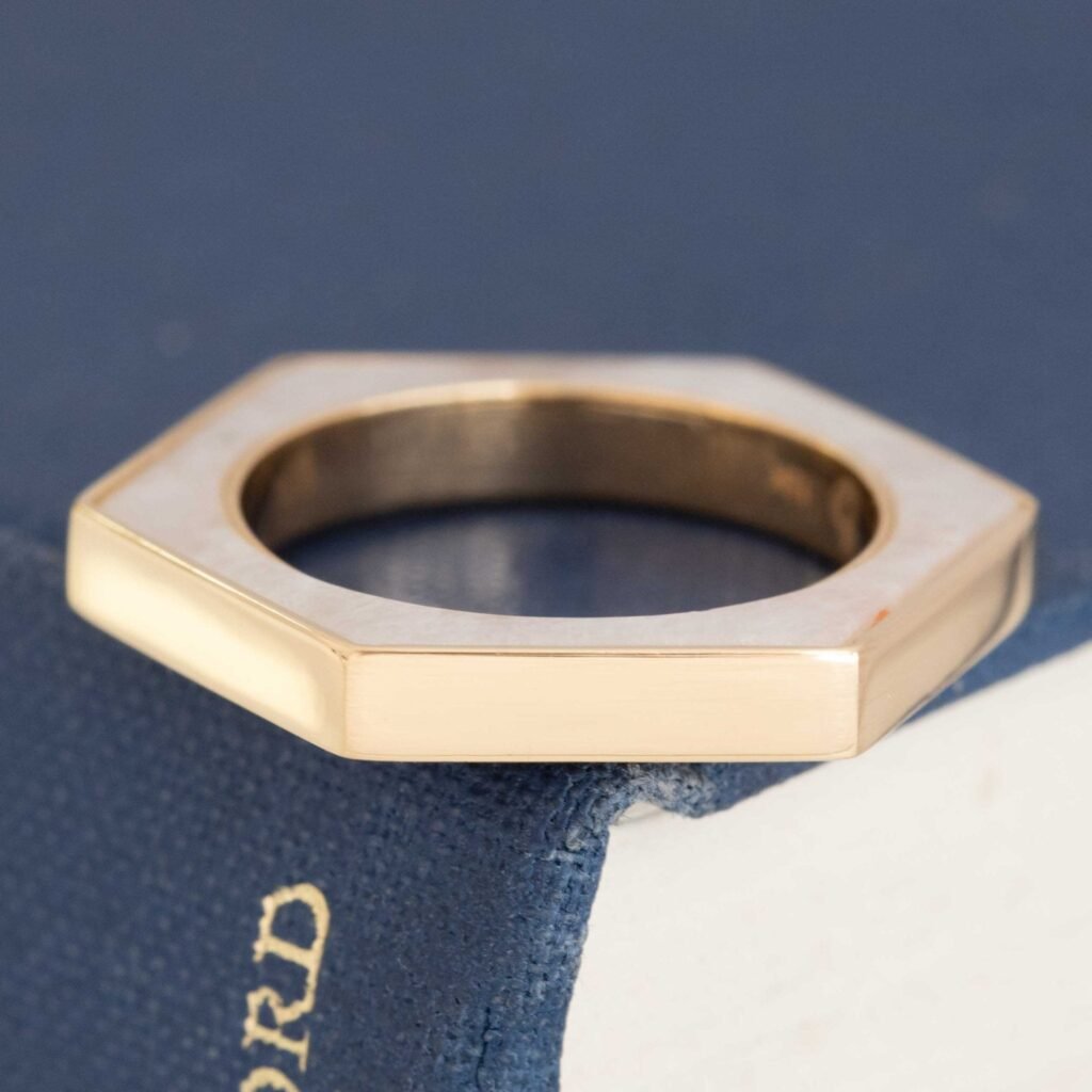 Vintage White Onyx Hexagonal Band, 3.25mm