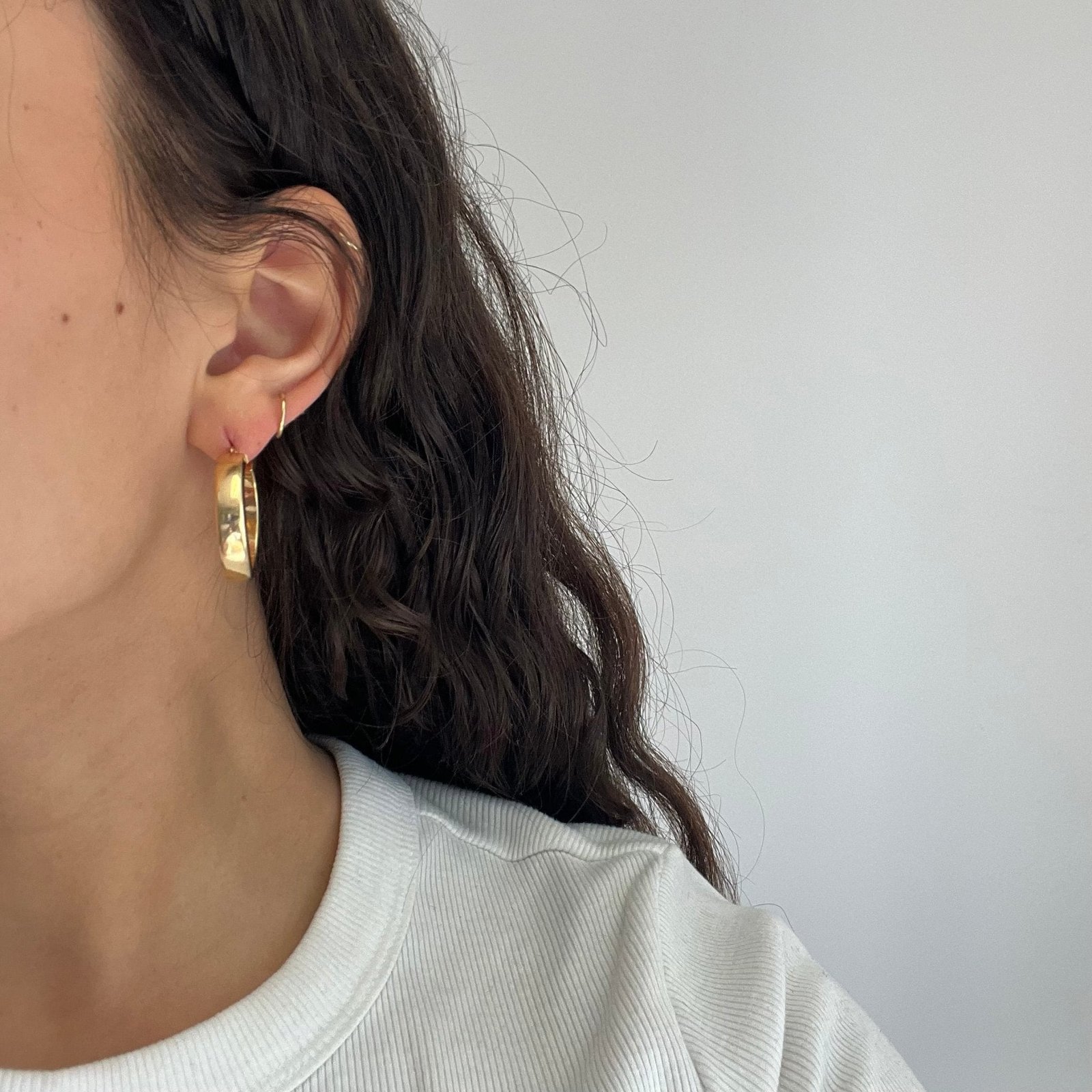 Vintage Wide Hoop Earrings - Image 2