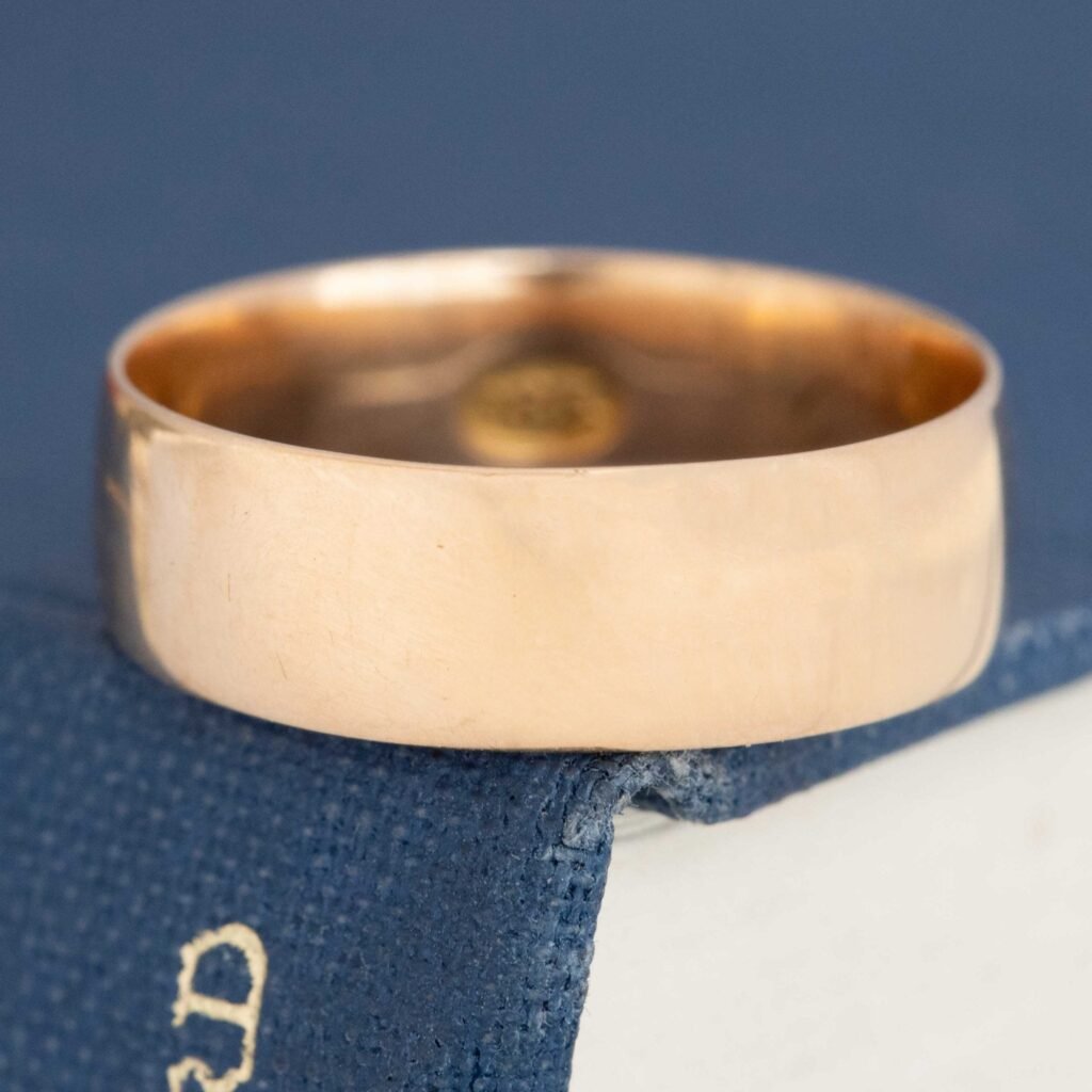 Vintage Yellow Gold Wide Wedding Band, 5.6mm